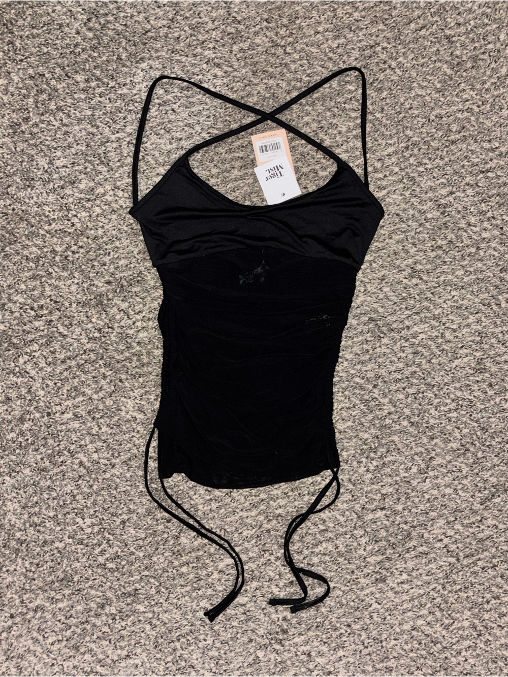 Tiger Mist "Kish" Ruched Mesh Cami Top